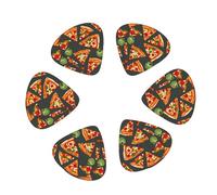 Pizza Pattern Print Guitar and Ukulele Picks For Music Lovers 12 PCS Mixed Gauges(0.46/0.71/0.96mm)