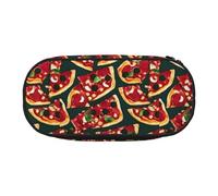 Pizza Pattern Print Unisex Pencil Case Pouch - Compact Design for Pencils, Small Items - Double-Headed Zipper