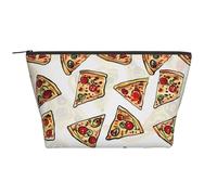 Pizza Pattern Prints Trapezoid Makeup Bag Travel Cosmetic Organizer with Foam Padding for Gym, Office, and Weekend Trips