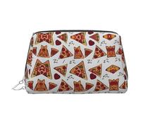 Pizza Pattern Stylish Portable Cosmetic Bag with Full-Print Design â€“ Durable PVC Leather Makeup & Toiletry Organizer for Home & Travel Use