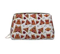 Pizza Pattern Stylish Portable Cosmetic Bag with Full-Print Design â€“ Durable PVC Leather Makeup & Toiletry Organizer for Home & Travel Use