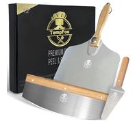 Pizza Peel Oven Making Accessories, 12 Inch Pizzas Turning Paddle with Foldable Wooden Handle Shovel, Pizza Cutter Rocker Stainless Steel Spade Tools 3 Piece Set