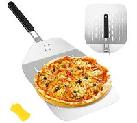 Pizza Peel Stainless Steel Perforated Pizza Shovel for Grill or Oven Pizza Stone with Practical Folding Handle, More Stable Professional Home Use Pizza Shovel for Easy Storage for Large Pizza