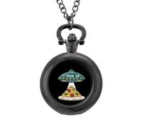 Pizza Pick Up Vintage Pocket Watch with Chain Arabic Numerals Scale Quartz Pocket Watches Gifts for Men Women