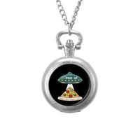 Pizza Pick Up Vintage Pocket Watch with Chain Arabic Numerals Scale Quartz Pocket Watches Gifts for Men Women