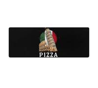 Pizza Pisa Tower Italy Flag Large Gaming Mouse Pad with Stitched Edges Non-Slip Long Desk Pads for Office Home Keyboard