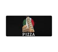 Pizza Pisa Tower Italy Flag Large Gaming Mouse Pad with Stitched Edges Non-Slip Long Desk Pads for Office Home Keyboard