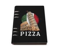 Pizza Pisa Tower Italy Flag Leather Refillable Notebook with 90 Sheets Travel A5 Notebooks Writing Journal Personal Planner