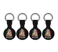 Pizza Pisa Tower Italy Flag Silicone Protective Case Compatible with Airtag Funny GPS Tracker Accessories for Luggage Pet Collar