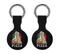 Pizza Pisa Tower Italy Flag Silicone Protective Case Compatible with Airtag Funny GPS Tracker Accessories for Luggage Pet Collar