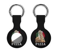 Pizza Pisa Tower Italy Flag Silicone Protective Case Compatible with Airtag Funny GPS Tracker Accessories for Luggage Pet Collar
