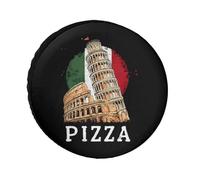 Pizza Pisa Tower Italy Flag Spare Wheel Cover Waterproof Dustproof Tire Covers Universal Tyre Protector Fit 24"-36"