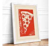 Pizza Pop Modern Framed Wall Art Print A4 (29.7×21cm) White, Wall Decor for Living Room, Bedroom, Office & Home, Ready to Hang, Art Gift