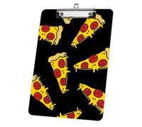 Pizza Print A4 Clipboard, Acrylic Decorative Legal Size Clip Board 9"× 12. 5" with Low Profile Metal Clip, Clipboards A4 for School Offoce Lady Men Women Nurses