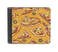 Pizza Printed Bifold Wallet with Hidden Compartments Pocket Money and Credit Card Holder for Men Women