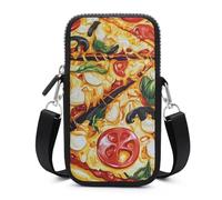 Pizza Printed Small Crossbody Bag Adjustable Mobile Phone Bags Wallet Pouch Shoulder for Women Men