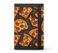 Pizza Printed Tri-fold Wallets Front Pocket Holder Money Clips with ID Credit Card Slots for Man Women