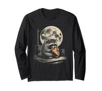 Pizza Raccoon for Night Snack Lovers Under Magic Full Moon Long Sleeve T-Shirt