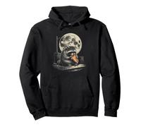 Pizza Raccoon For Night Snack Lovers Under Magic Full Moon Pullover Hoodie