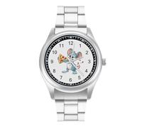 Pizza Rat Men's Casual Watch with Stainless Steel Strap Alloy Quartz Wrist Watches