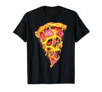 Pizza Skull Melted Cheese Pepperoni Spooky Value Graphic T-Shirt, Men, Black, S