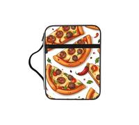 Pizza-Slices Bible Cover Case with Handle, Water-Resistant Oxford Fabric Bible Bag Organizer with Zipper Pockets for Church