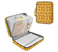 Pizza Slices with Pepperoni Zipper Binder Bag 3 Ring 6-Tab Expanding File Folder 500 Sheets Organizer for School Work Office