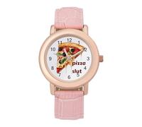 Pizza Slut Women's Wrist Watch Fashion Alloy Quartz Watch with Strap Easy to Read