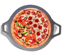 Pizza Steel for Oven & Grill - Heavy Duty Baking Steel Pizza Stone, Round Baking Steels with Dual Handles，Carbon Pizza Pan for Crispy Crust, Bread, Cooking & BBQ