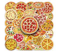 Pizza Stickers 50 Pcs Vinyl Cartoon Food Sticker for Laptop Water Bottle Phone Guitar Car Hydro Flask Skateboard Luggage Computer Bike,Funny Waterproof Pizza Stickers for Adults Teens Kids