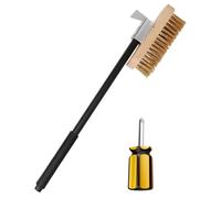 Pizza Stone Brush - Brass Bristles Anti Scratch Heat Resistant | Heavy Duty Brush & Scraper for Pizza Stones, Oven Walls, Ovens, Grills, BBQs, Outdoor Kitchens, US