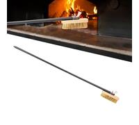 Pizza Stone Brush - Oven Brush with Stone Scraper, Heat Resistant Stone Brush, Brass Bristle Oven Brush | Cleaning Brush with Long Handle, P