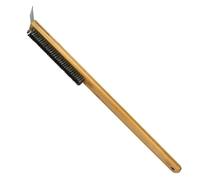 Pizza Stone Cleaning Brush | Long Handle Wooden Barbecue Brush with Wire Brush Heads | Pizza Oven Brush | Pizza Stone Scraper Brush