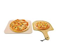 Pizza Stone Square Bread Pizza Stone 38 x 30 x 1 cm with Wooden Shovel Heat Resistant Cordierite for Oven and Grill Ideal for Baking Pizzas, Bread Cakes