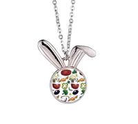 Pizza Tomato Foods Peppers Onion Rabbit Necklace Pendant Bunny Animal Jewelry Gift