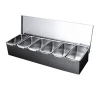 Pizza Topping Station 18 x 4 x6" 6 Compartment Pizza Storage Container Stainless Steel Condiment Containers with Lids Detachable Condiment Organizer for Home Restaurant