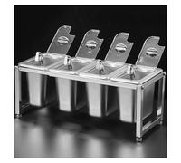 Pizza Topping Station, Spice Tins, Stainless Steel Spice Rack Shelf with Spoon for Commercial Ingredient Box Cover Buffet Containers Holder