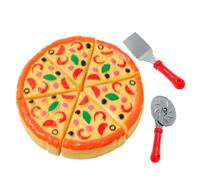 Pizza Toy - Fake Food Kitchen | Simulation Pizzas Cutting Playset | Pretend Accessories For Kids With Fork Plate, Educational Role Play Cooking Preschool Learning Gift Boys And Girls
