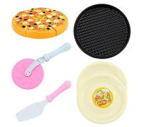 Pizza Toy Set 11Pcs Simulative Pizza Cart Bpa Free Plastic Play Food with Cooking Cutting Accessories Kitchen Role Play for 3+ Kids - Toy Food