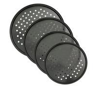 Pizza Tray for the Oven, 4-Piece Baking Accessory Set with Non-Stick Coating for the Kitchen, Round Pizza Baking Tray, for Rental Apartments, Kitchens, Camping, Barbecue Parties, Home, Hotels