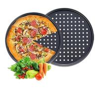 Pizza Tray Non Stick Vented Oven Pan Professional Pizzas Baking Round Perforated Trays 12 Inch Carbon Steel Barbecue Pizza Pan With Holes For Crispy And Bubbly Crust Microwave Safe 35cm X 2cm (1 Pk)