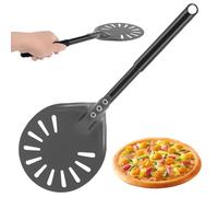 Pizza Turning Peel with Long Handle, Aluminum Pizza Peel Spinner, Perforated Pizza Turner, Professional Pizza Server Cake Spatula Pans Pizza Stone Oven Gril Baking Tool for Homemade Pizzas, Pastries