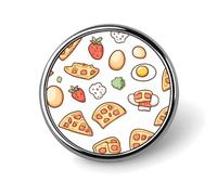 Pizza Waffles and Eggs Metal Round Badge Pattern Printed Button Badge Personalized Circle Badges 1"