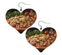 Pizza with Mushrooms and Tomatoes Leather Earrings for Women Heart Earring Lightweight Dangle Earrings Jewelry Gifts