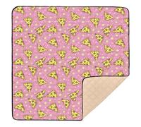 Pizza with Stars Pattern Baby Play Mat for Floor, 127x127 CM Playpen Mat,Thicken Soft Non-Slip Tummy Time Mat for Toddlers and Infants