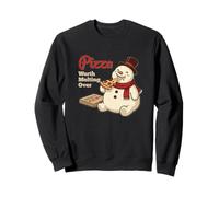 Pizza Worth Melting Over Funny Snowman Holiday Foodie Sweatshirt