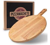 PIZZAMACHETE Wooden Pizza Plate, Rubber Wood Pizza Board, Pizza Accessories for Home, Pizza Chopping Board Round, Pizza Plate for Pizza, Foccacia or Bread, Pizza Wooden Board 30.5 cm Diameter