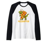 Pizzaraptor Funny Pizza Dinosaur Raptor Chef Food Dino Raglan Baseball Tee