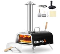 PIZZELLO 12" Outdoor Pizza Oven Propane and Wood Fired Pizza Maker Multi-Fuel Pizza Ovens with Gas Burner, Wood Tray, Pizza Stone, Pizza Peel, Cutter, Cover, Forte Gas (Black)