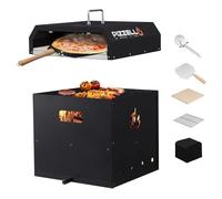 PIZZELLO 16" Outdoor Pizza Oven Large 4-in-1 Wood Fired Outside Oven 2-Layer Detachable Pizza Maker with Pizza Stone, Pizza Peel, Cover, Cutter, BBQ Grill Grate, Pizzello Gusto